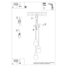 Lampe suspendue PEKKA 3P blanc/bois naturel